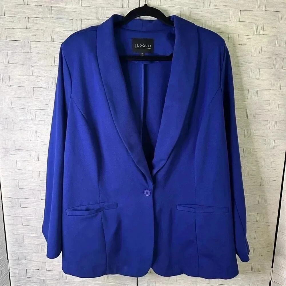 Eloquii Women's blazer royal blue soft knit business casual summer Plus Size